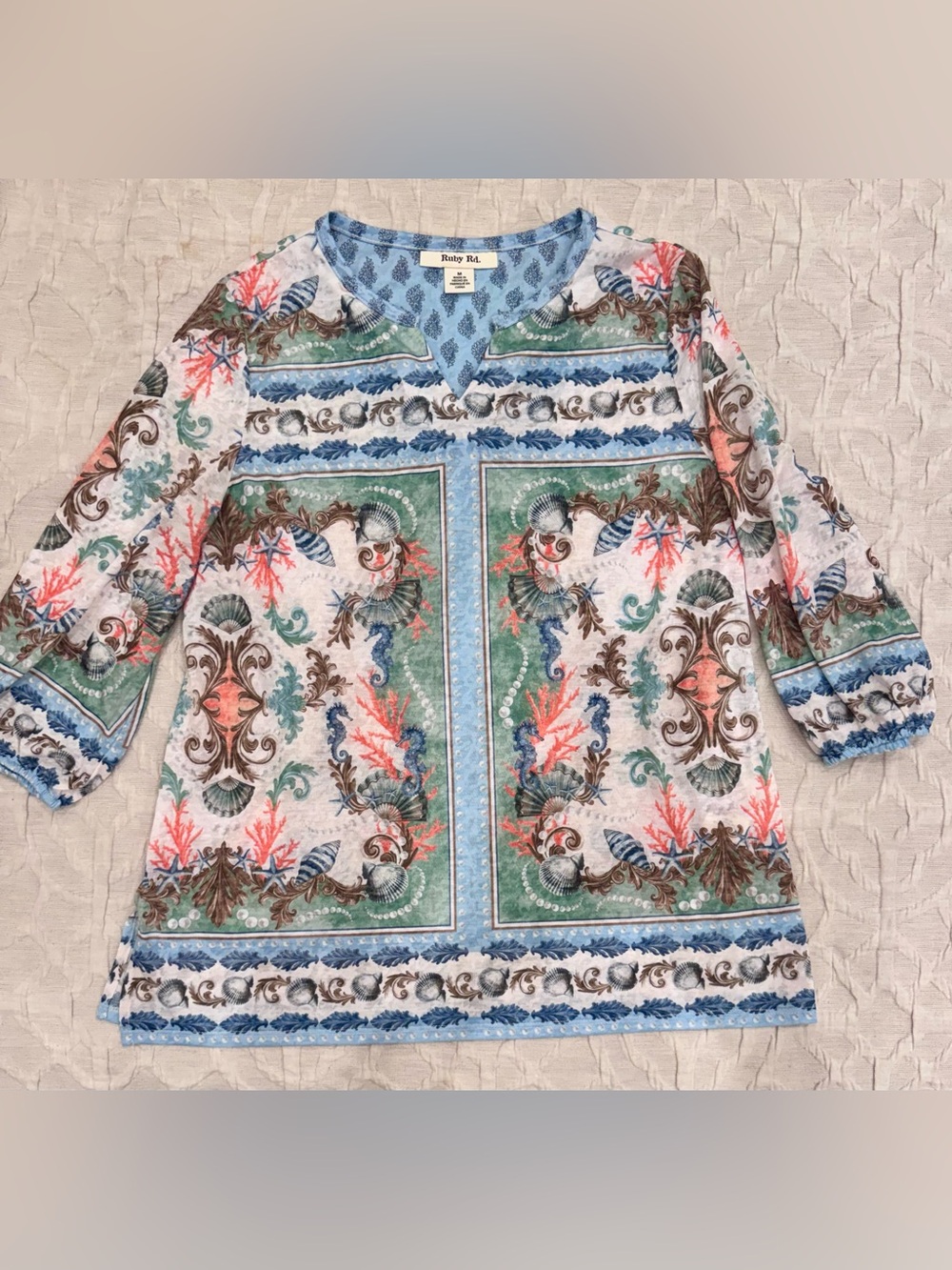 Ruby Rd. Pastel Multi Printed Split-Neck Tunic - Picture 3 of 3